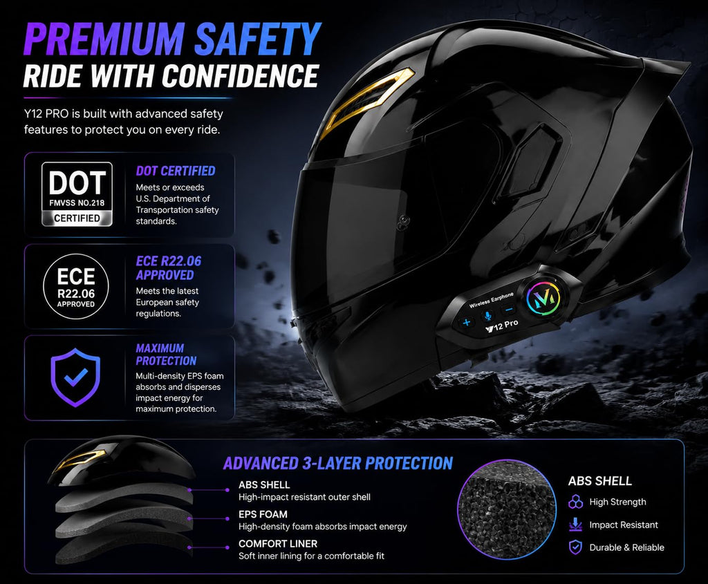 Bluetooth Modular Flip-Up Full Face Motorcycle Helmet Z63289