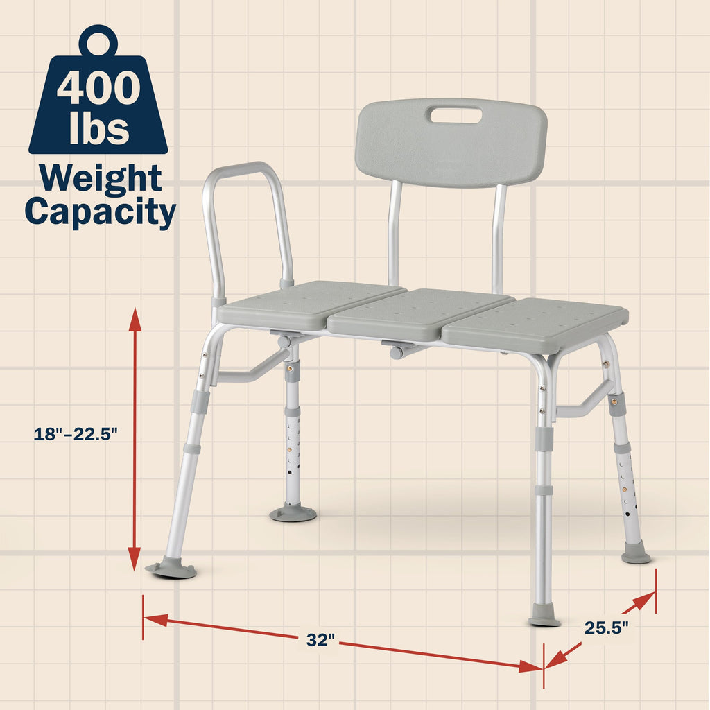 Tub Transfer Bench 400 lb Capacity Bath & Shower Seat L7551