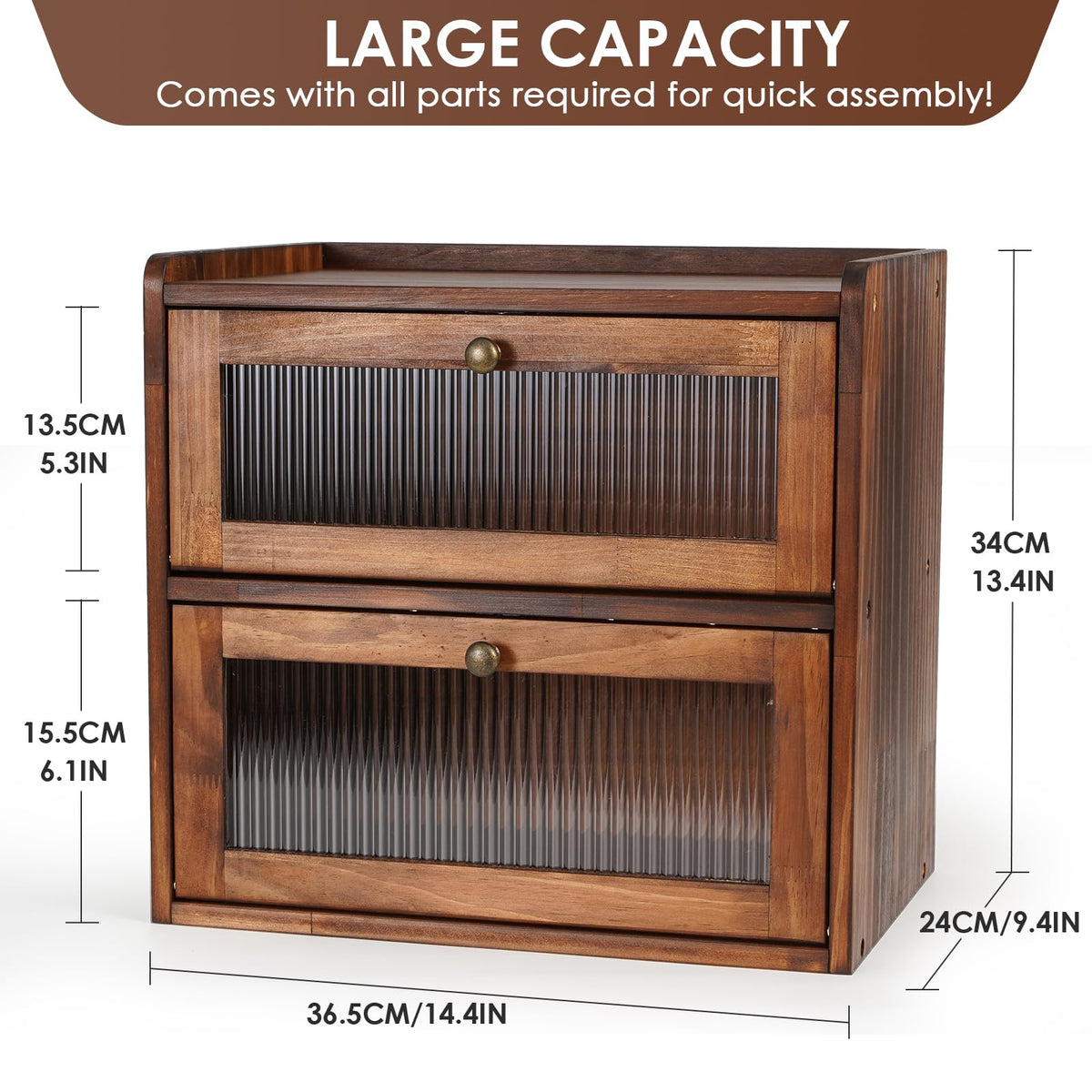 Brown 2 Layer Wooden Bread Box O695109