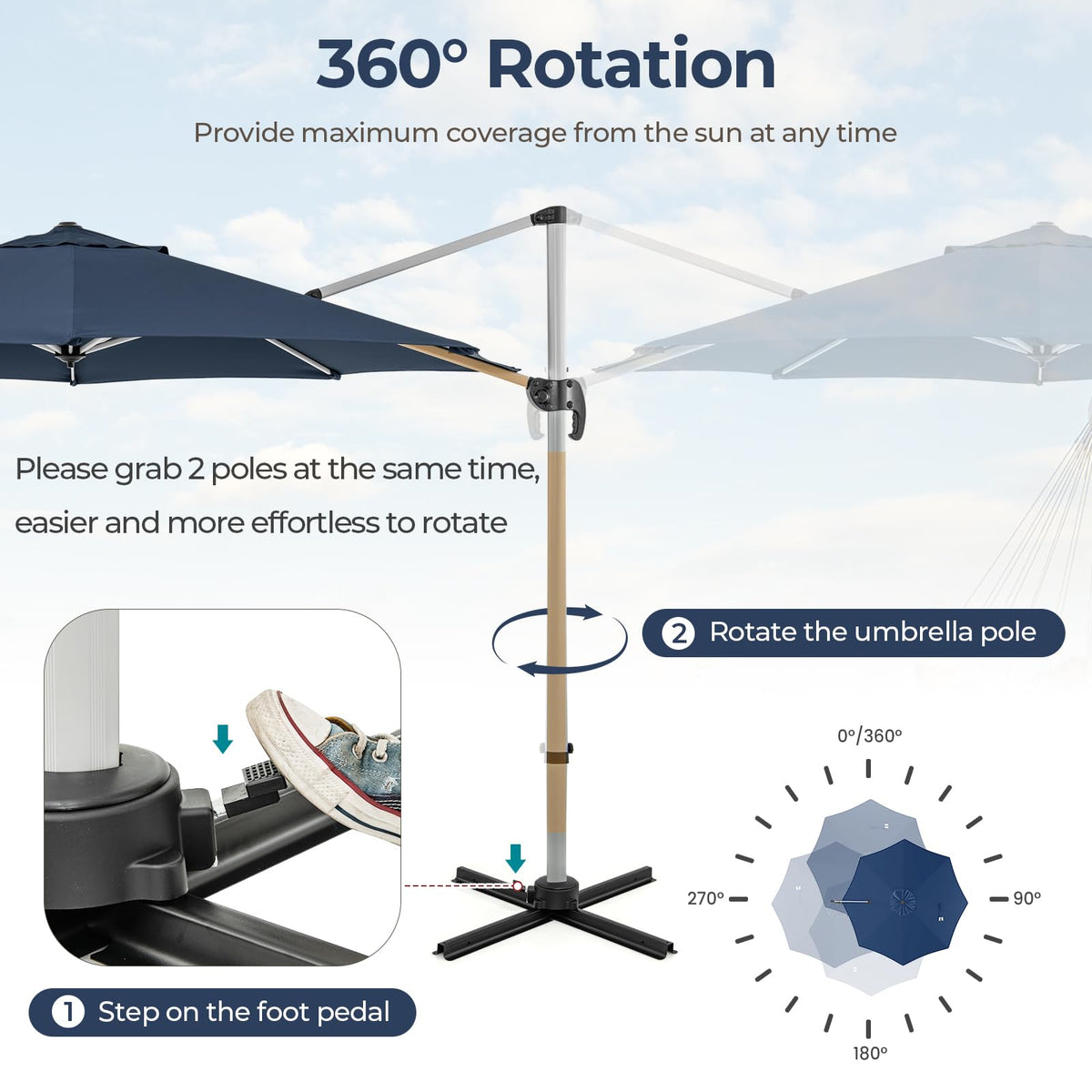 11 FT Cantilever Patio Umbrella with 360° Rotation X333559