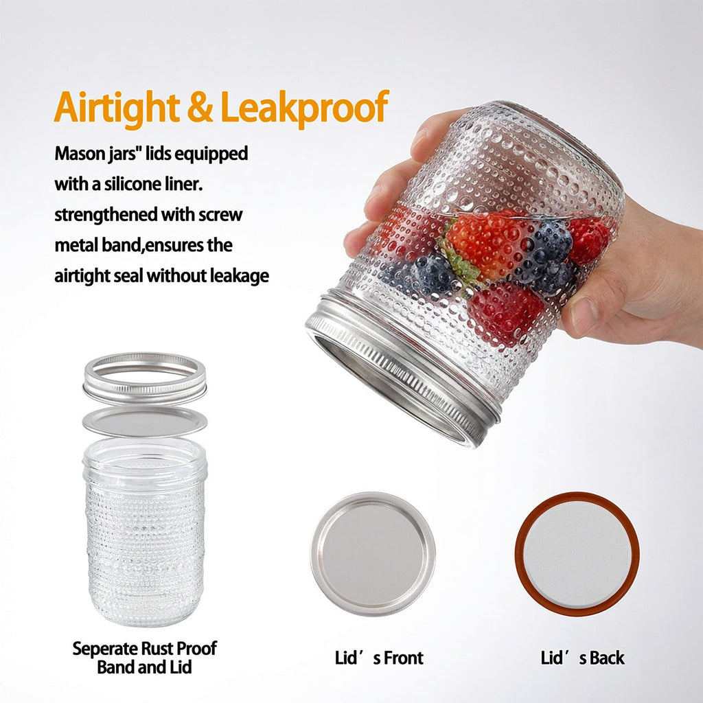 6-Pack 16 oz Wide Mouth Glass Mason Jars with Lids T373765