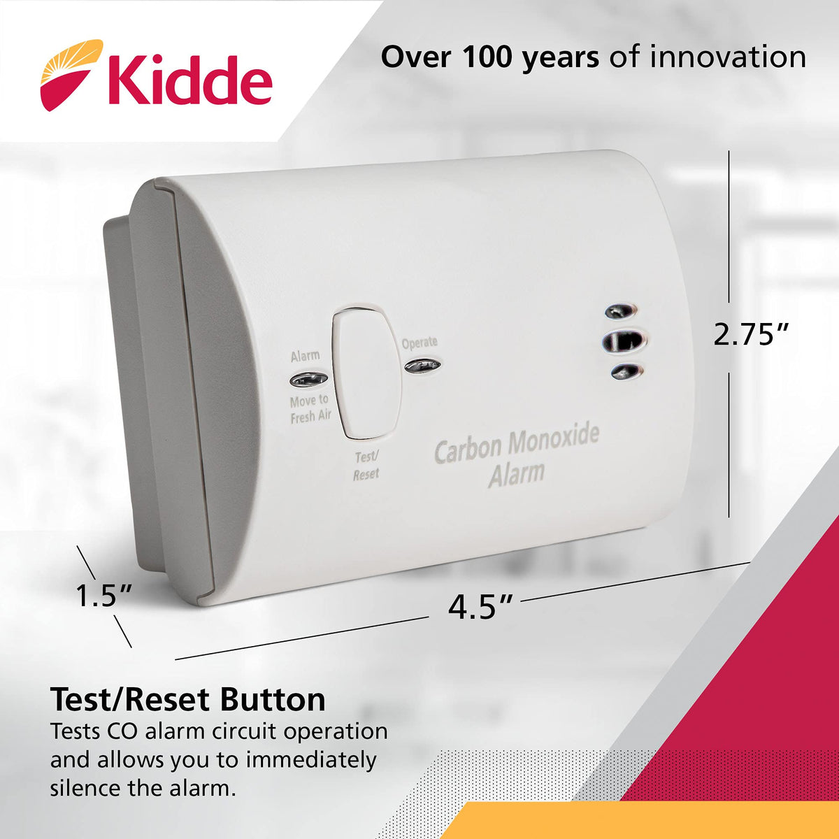 Carbon Monoxide Detector, Battery Powered CO Alarm T37350