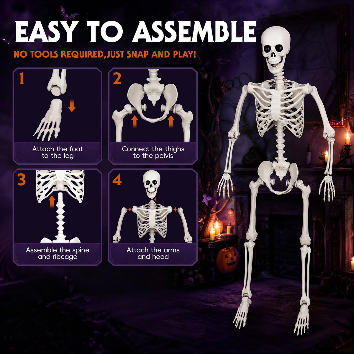 5.4FT Posable Life Size Skeleton (2PCS) H44535
