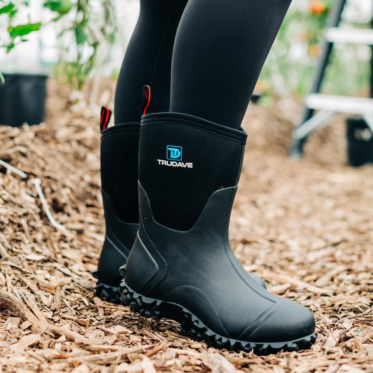 Rubber Boots with Steel Shank, 6mm Neoprene Mid Calf Rain Boots G28135