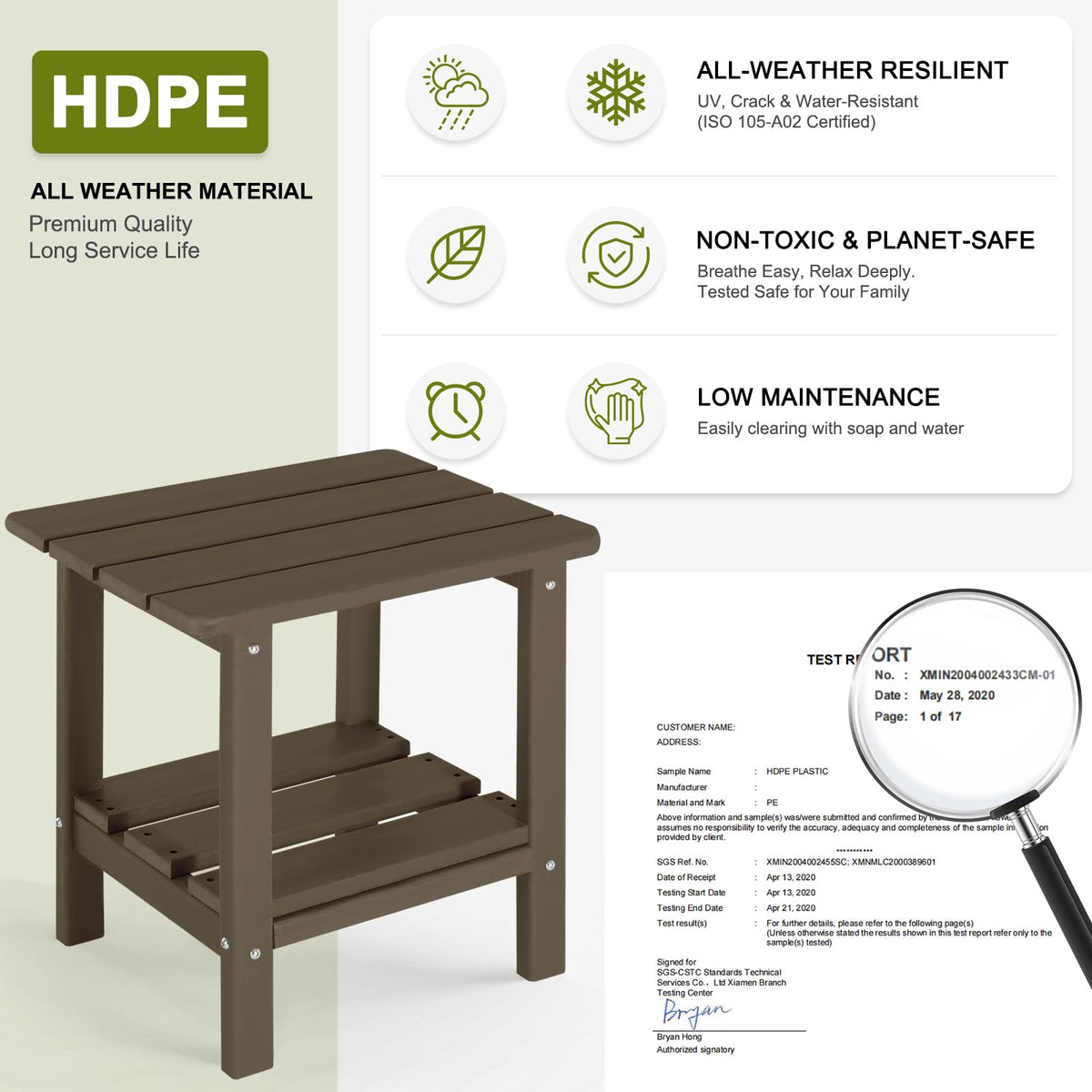 Set of 2 Dark Brown HDPE Storage Side Table L695