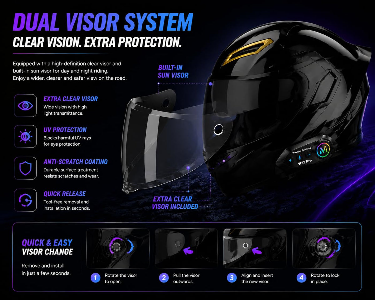 Bluetooth Modular Flip-Up Full Face Motorcycle Helmet Z63289