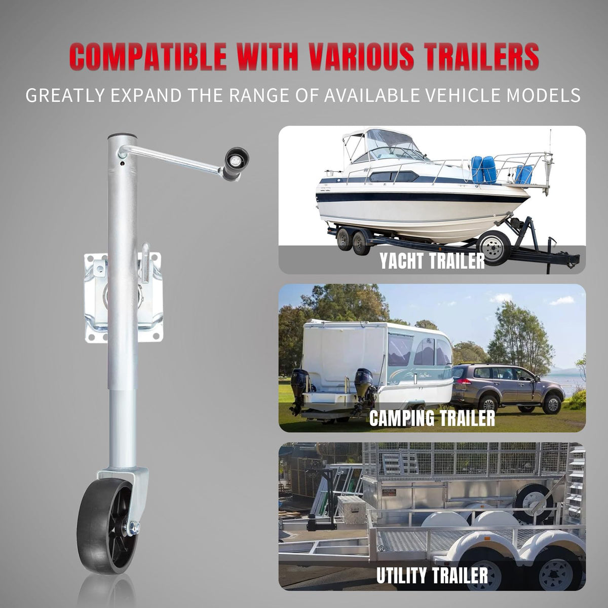 1000 lbs Swivel Boat Trailer Jack with Wheel L392765