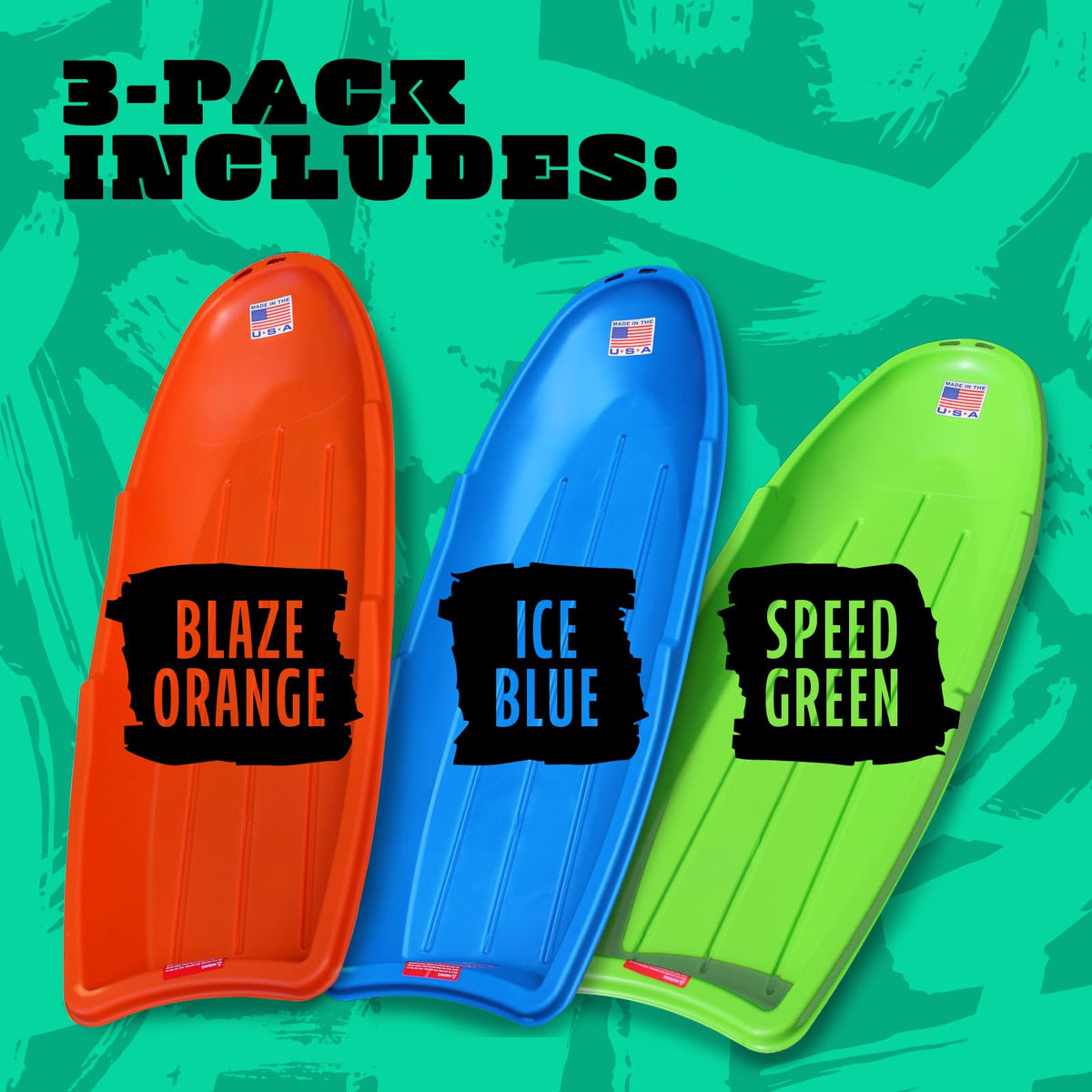 48 Inch Toboggan Style Plastic Snow Sled 3-Pack O648569