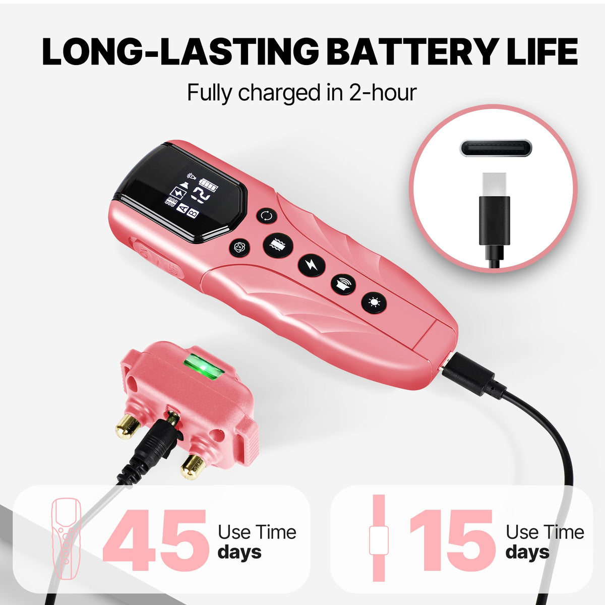 Small Dog Training Collar with Remote, Waterproof Rechargeable, Pink Z1505