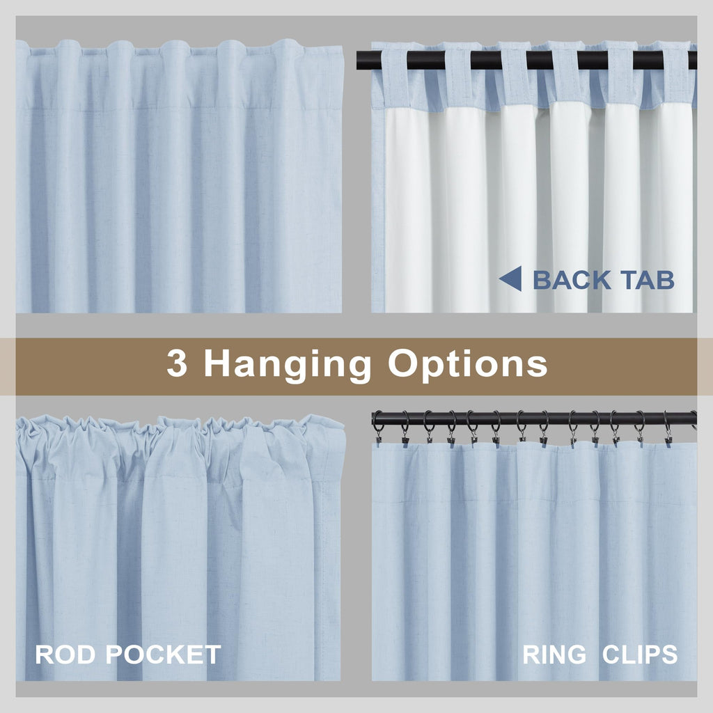 Light Blue Linen 108 Inch 2 Panel Curtain Set X258
