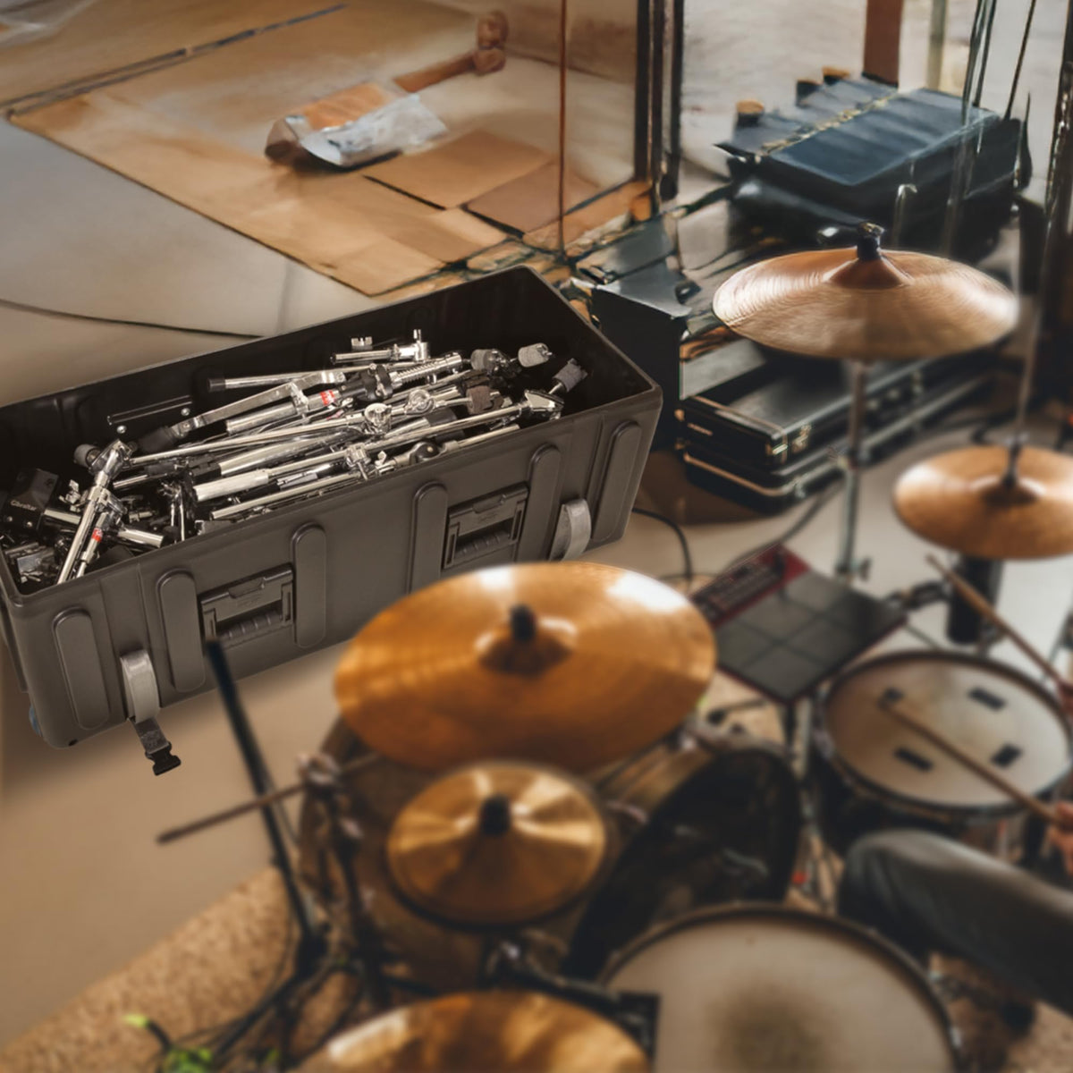 Large Drum Hardware Case with Handle & Wheels S2052