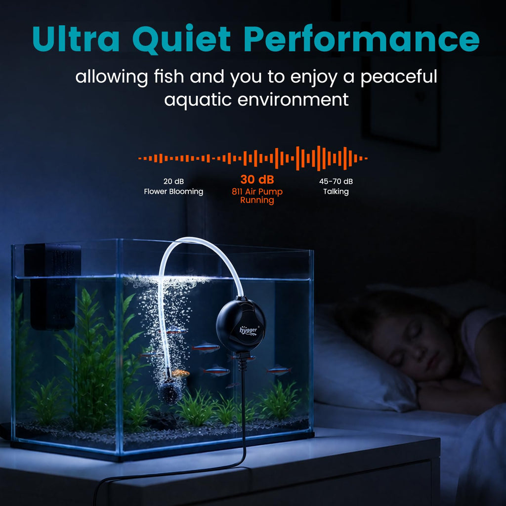 Quiet Mini Aquarium Air Pump 1.5 Watt with Air Stone Black L8027