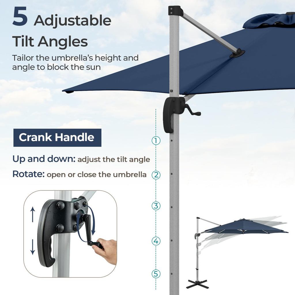 11 FT Cantilever Patio Umbrella with 360° Rotation X333559