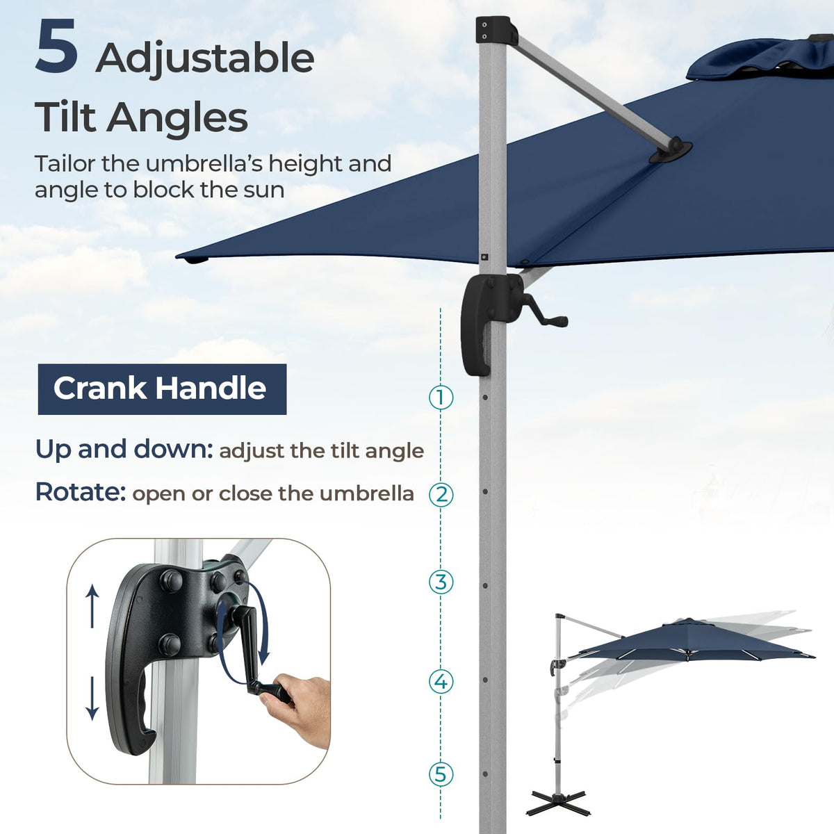 11 FT Cantilever Patio Umbrella with 360° Rotation X333559