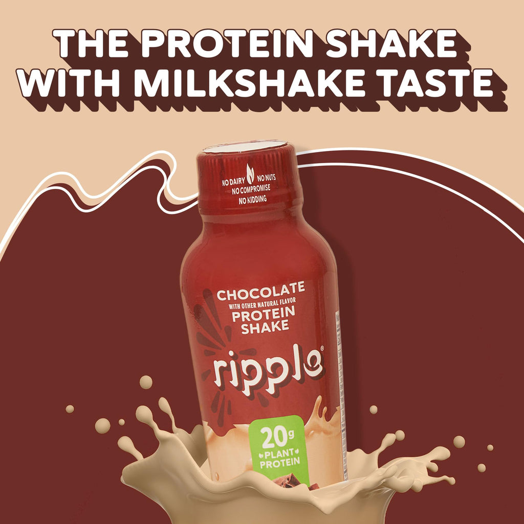 Chocolate Plant Based Protein Shake 20g Pea Protein Vegan Non GMO 12 Fl Oz Bottles Pack of 12 H771837