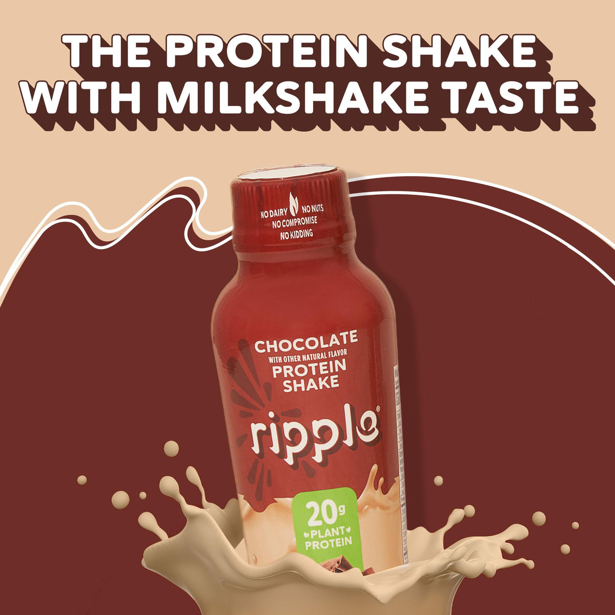 Chocolate Plant Based Protein Shake 20g Pea Protein Vegan Non GMO 12 Fl Oz Bottles Pack of 12 H771837