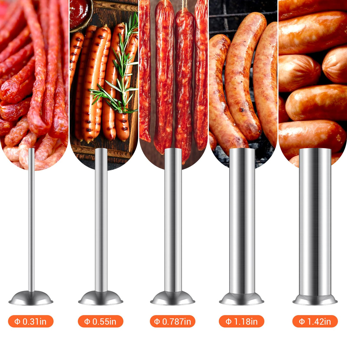 7L Vertical Stainless Steel Sausage Stuffer with 5 Filling Tubes A8877