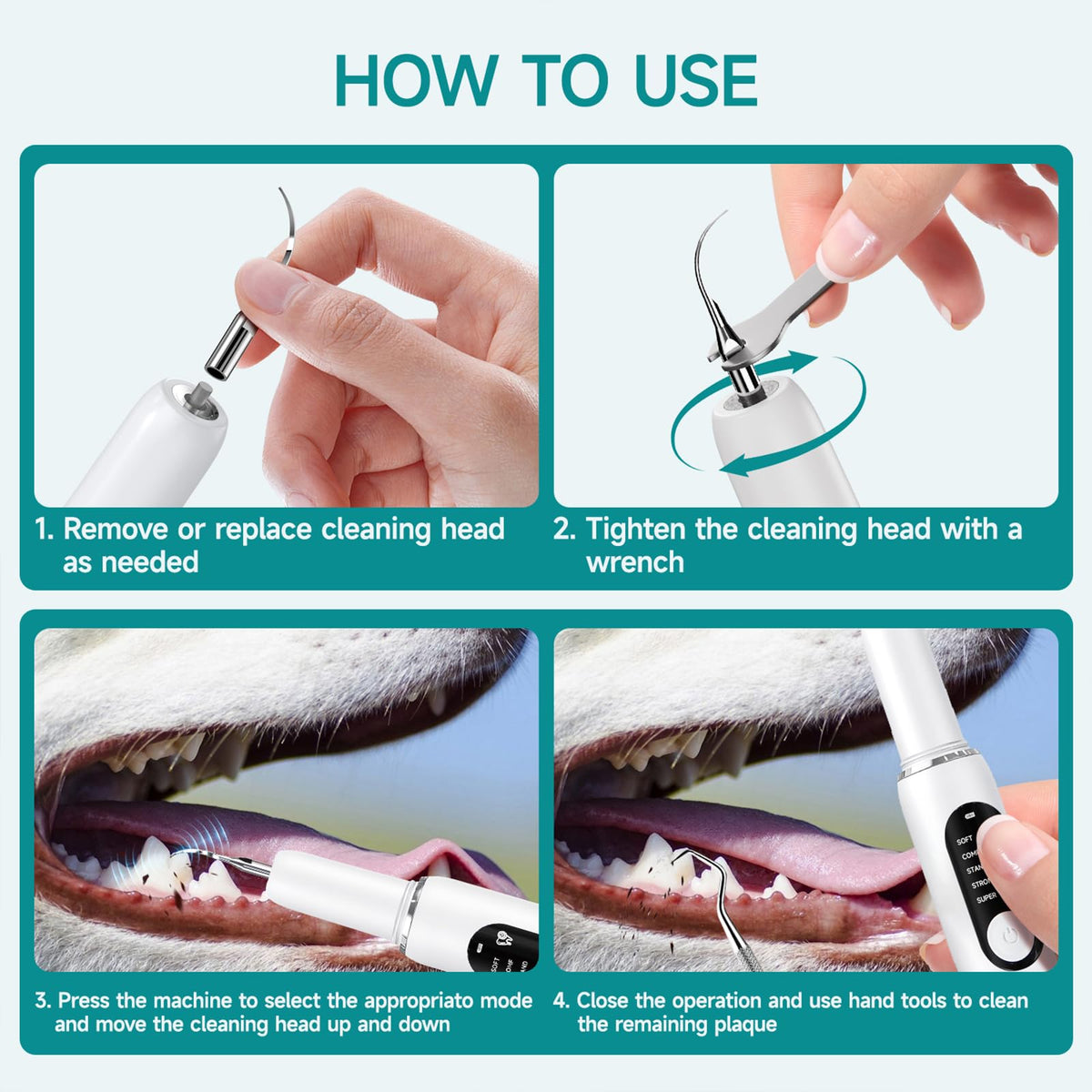 Dog Plaque Remover with LED Light Electric Toothbrush Q649802