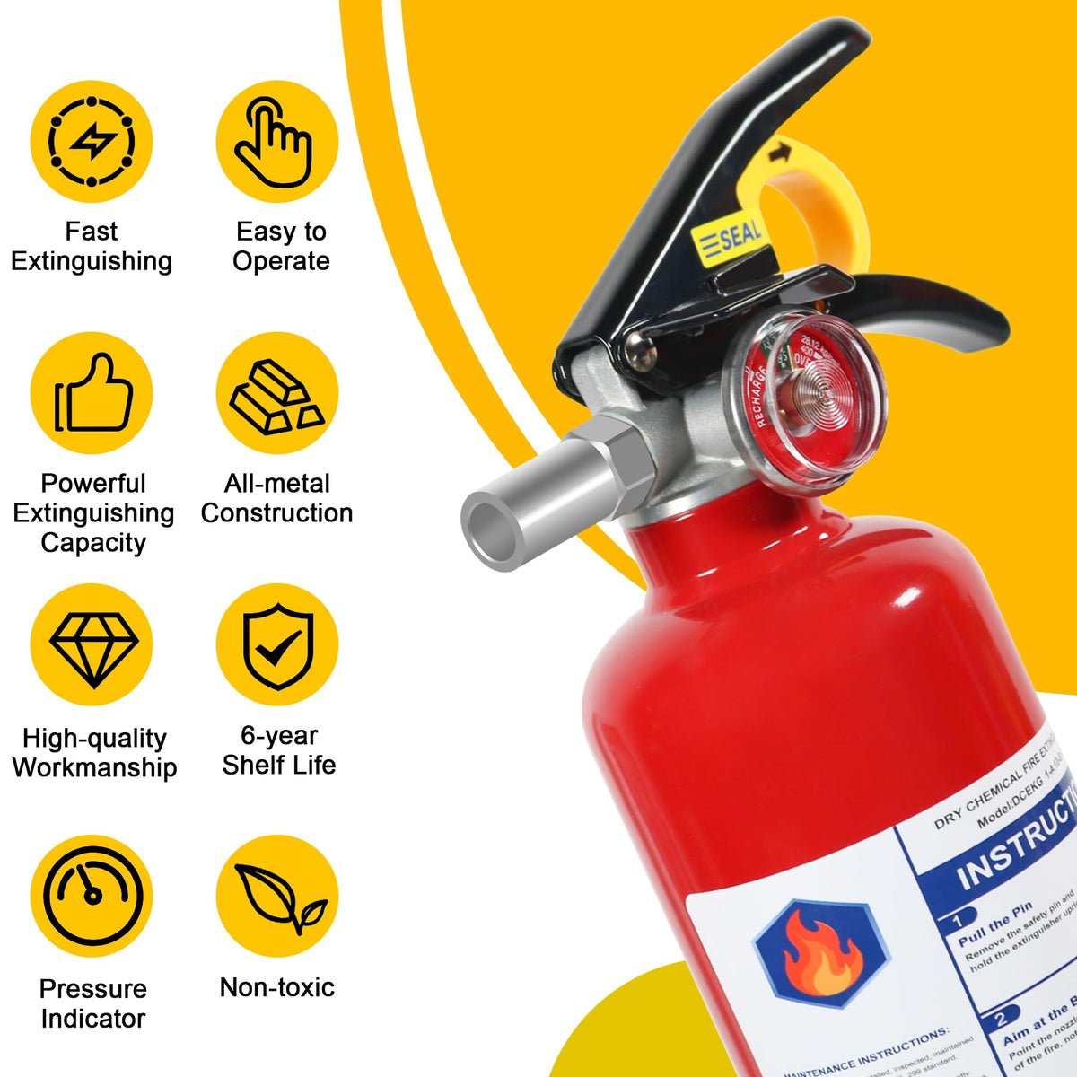 6 Pack ABC Dry Chemical Fire Extinguishers M390501