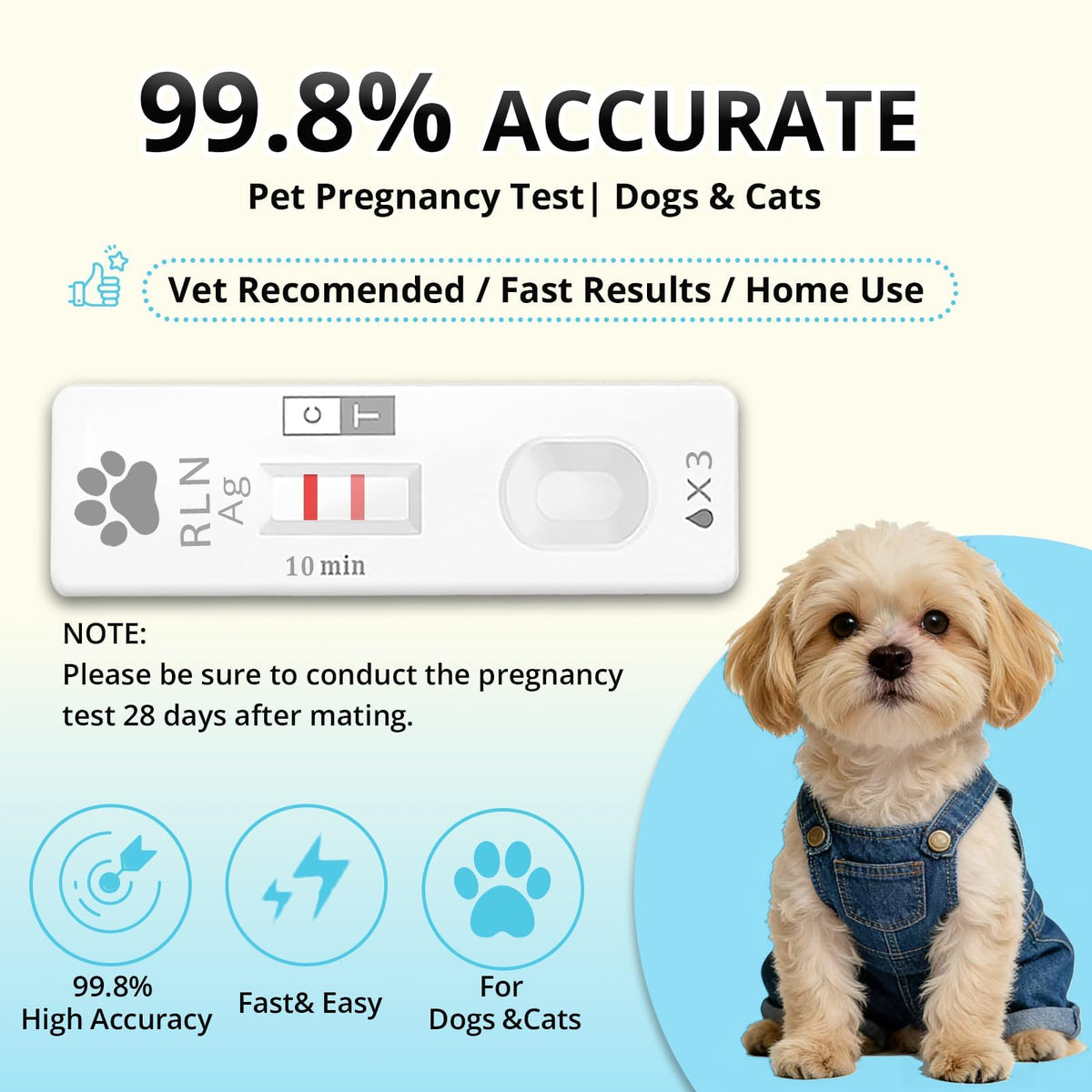Dog & Cat Pregnancy Test Kit 1 Pack Blood Test Y1670