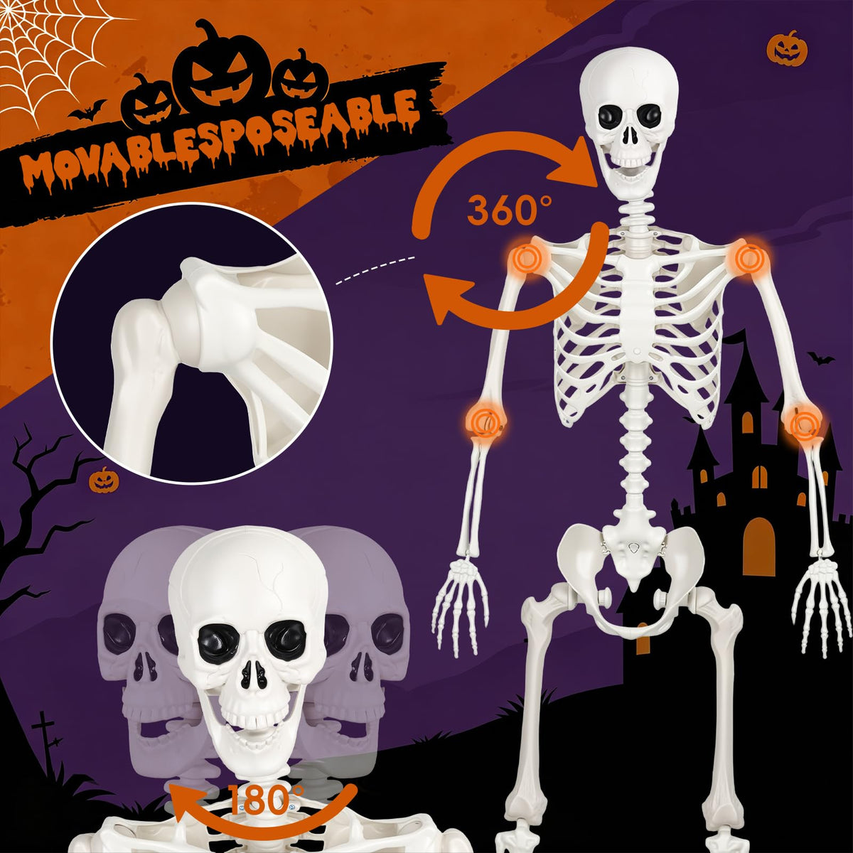 5.4FT Posable Life Size Skeleton (2PCS) H44535