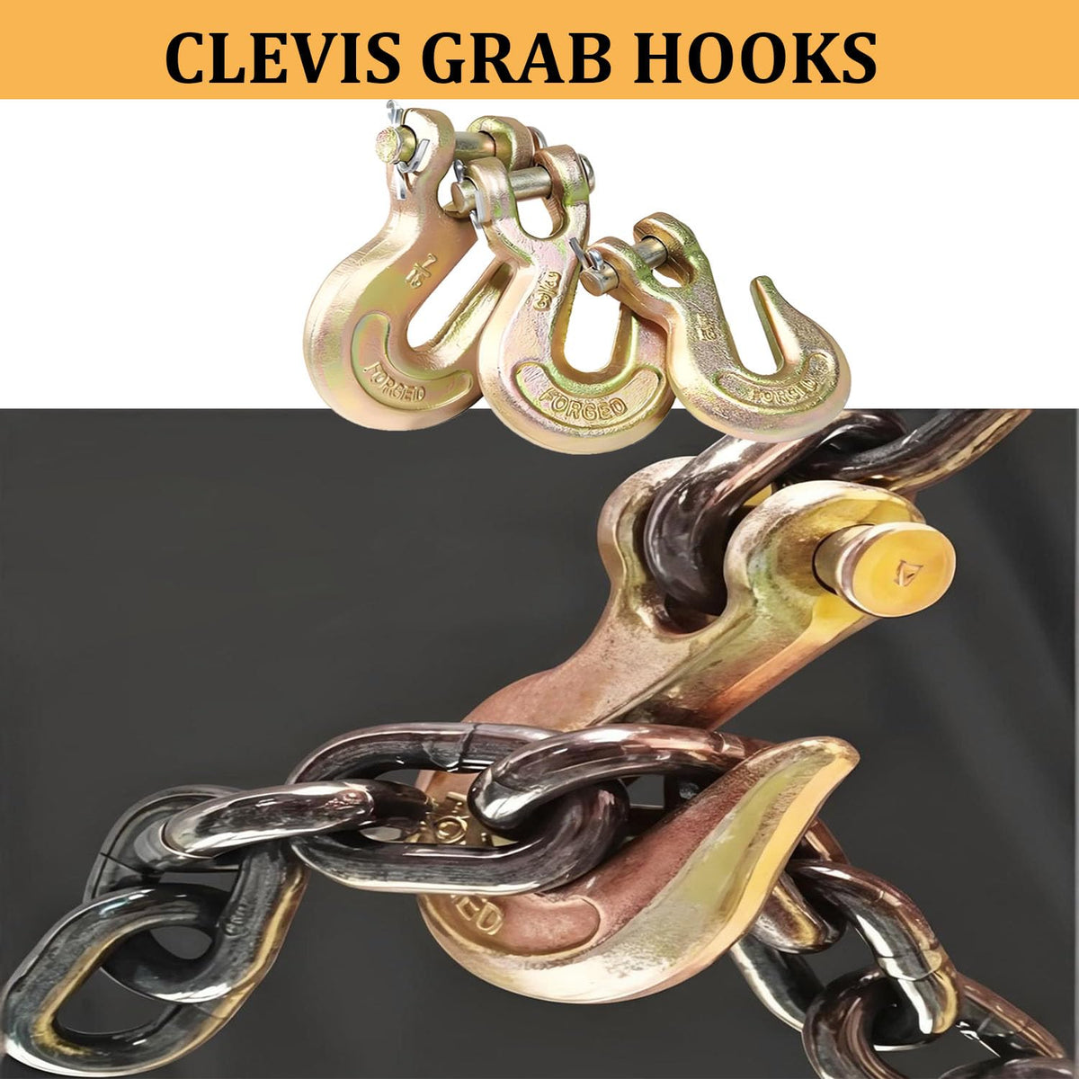 3/8Inch Grade 70 Clevis Grab Hooks 4 Pack J6598