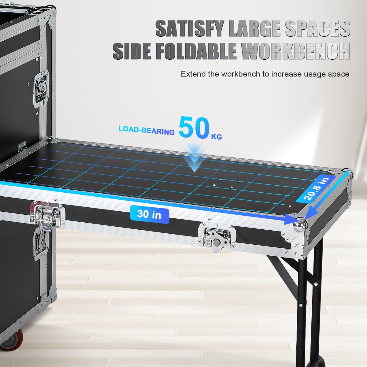 16U DJ Controller Case Rack with 2 Side Tables and 4 Casters O99038