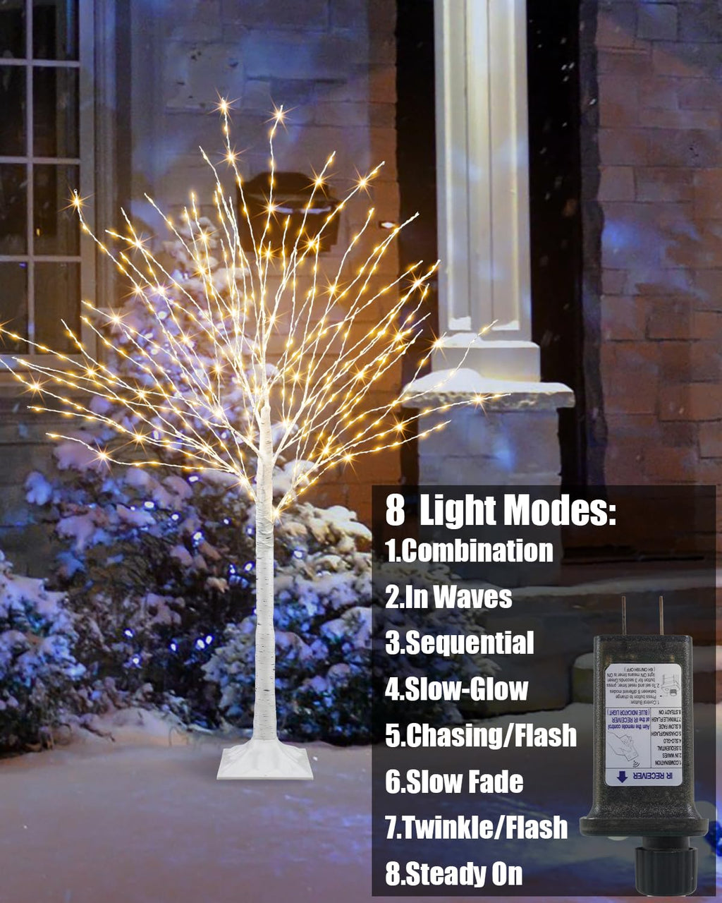 4 FT Lighted Artificial White Birch Tree with 432 LED Timer Q103