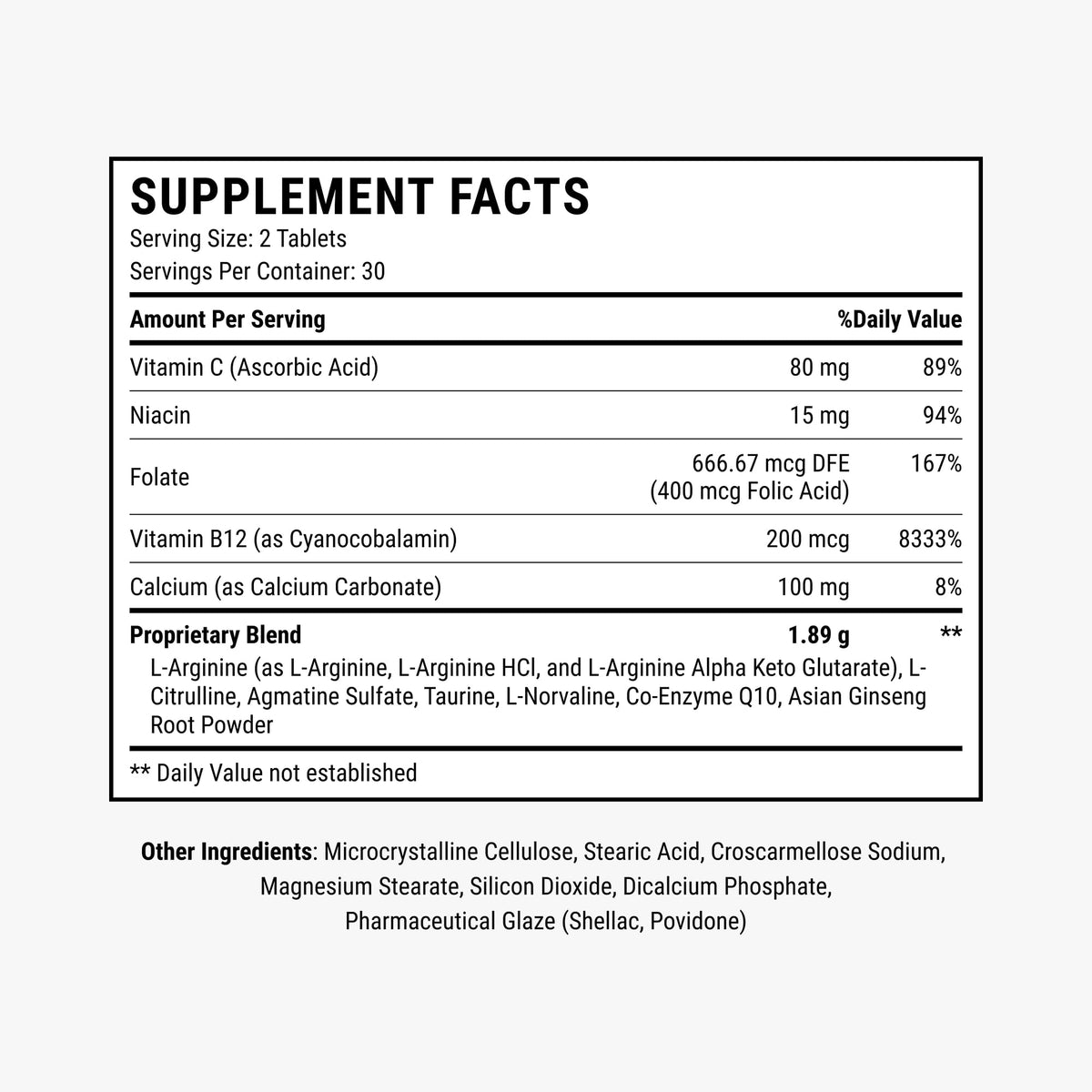 Nitric Oxide Supplements 60 Tablets X95734