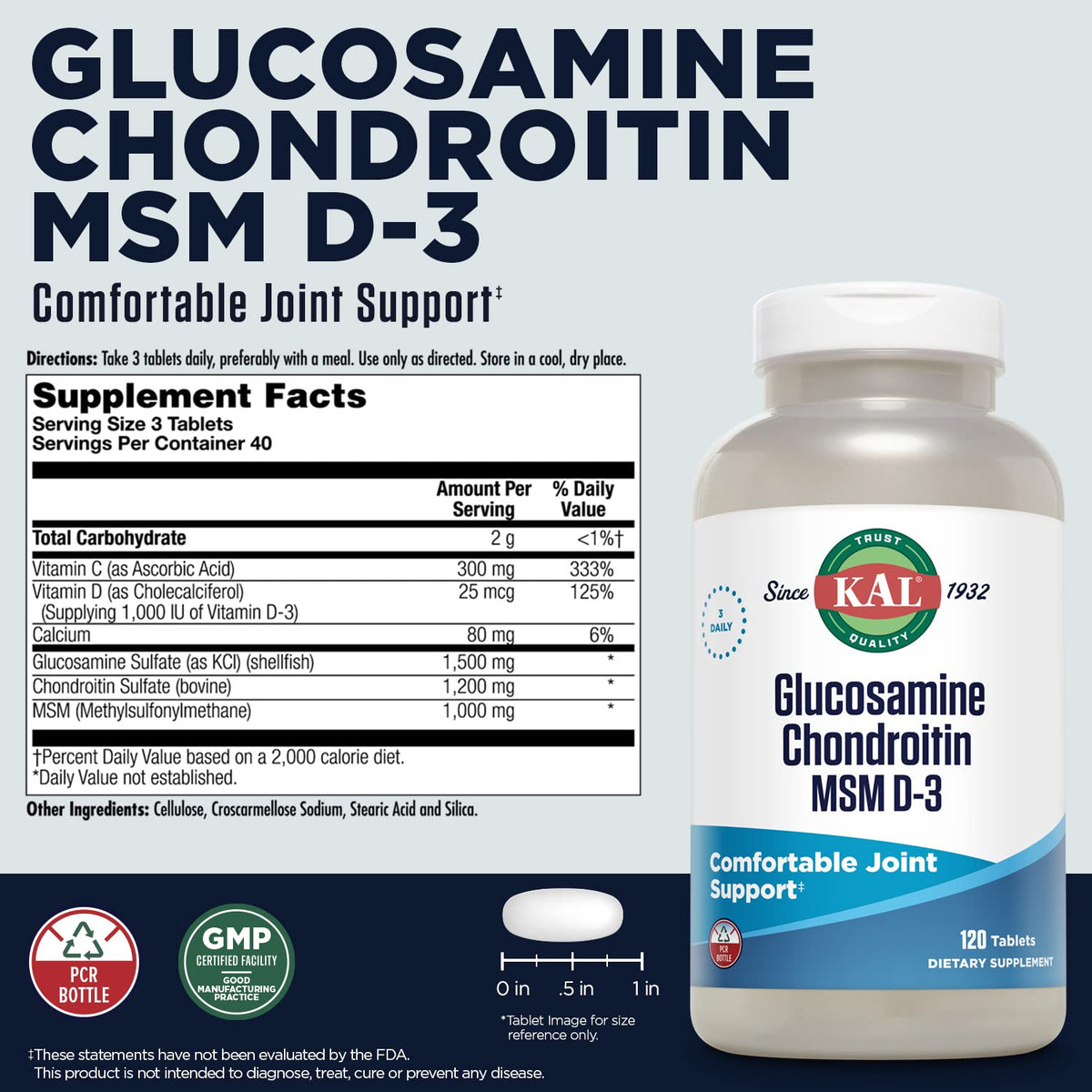 Glucosamine Chondroitin MSM D3 120 Tablets F3169