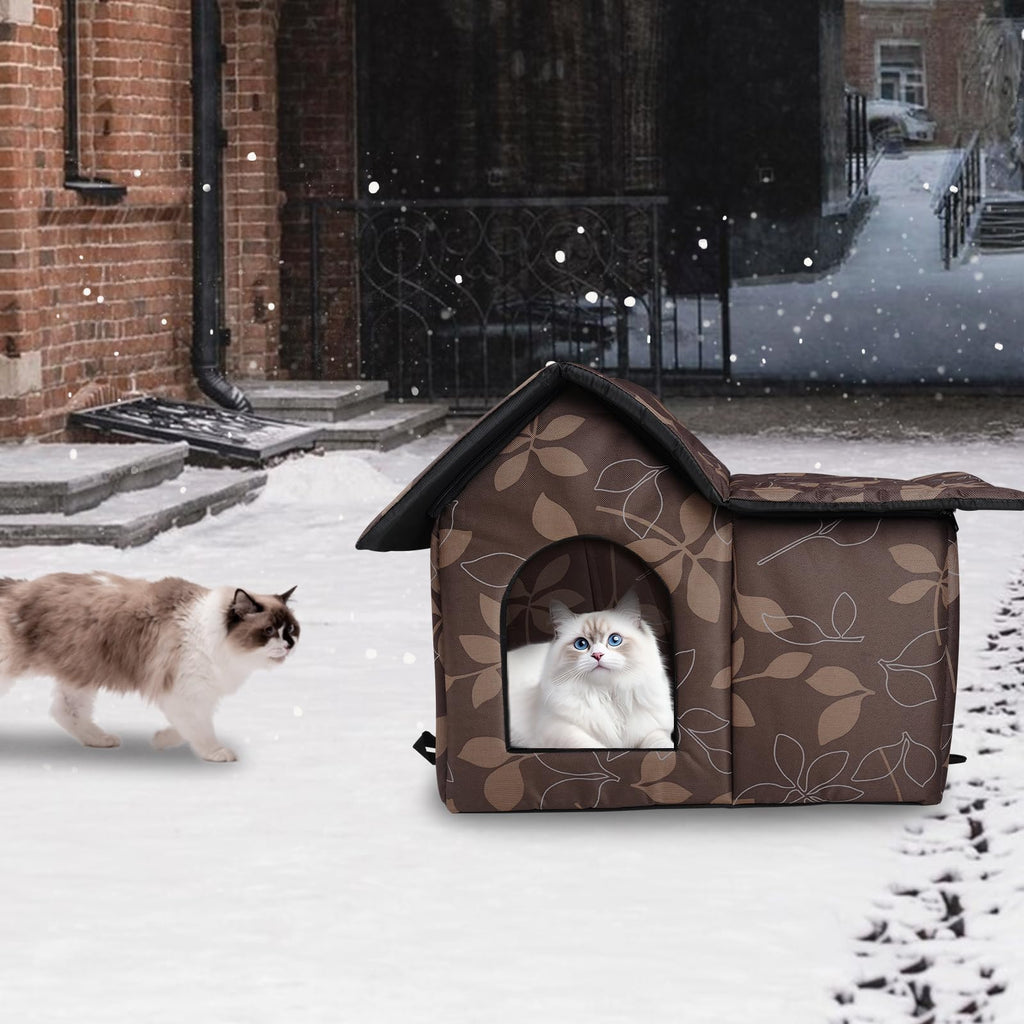 Weatherproof Collapsible Outdoor Cat House with Mat W90311