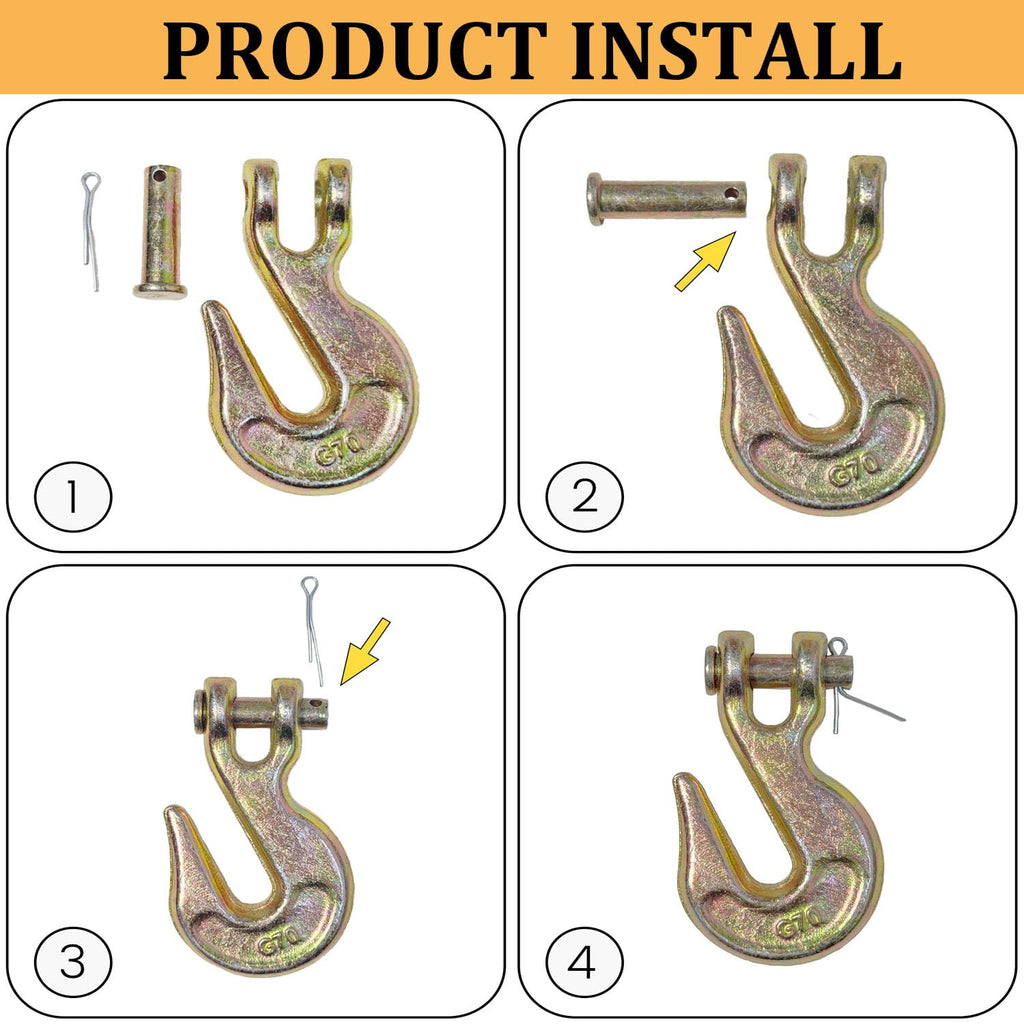 3/8Inch Grade 70 Clevis Grab Hooks 4 Pack J6598