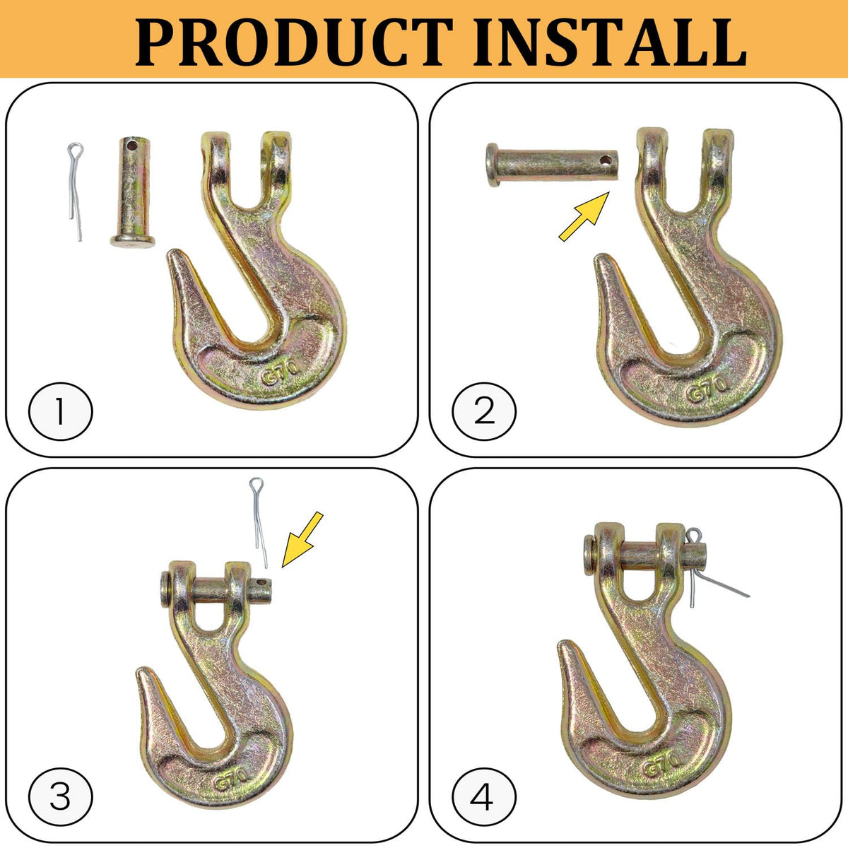 3/8Inch Grade 70 Clevis Grab Hooks 4 Pack J6598