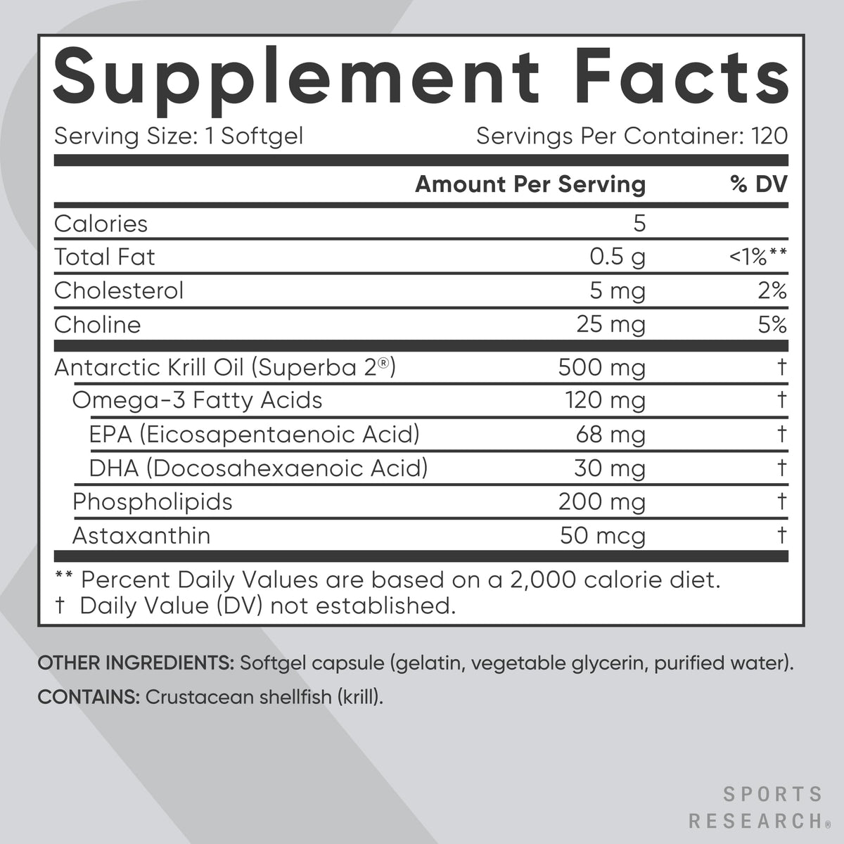 Krill Oil Omega-3 Softgels 500mg with Astaxanthin, Electrolyte T38498