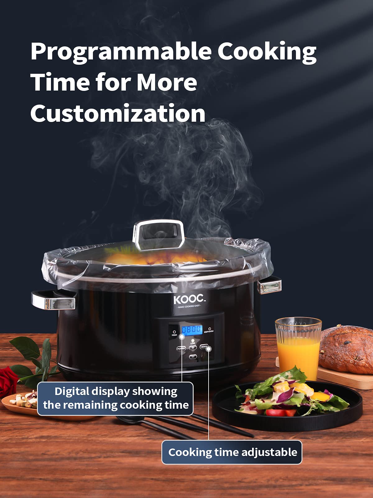 8.5-Quart Programmable Slow Cooker with Digital Countdown Timer, Black, Oval D3028