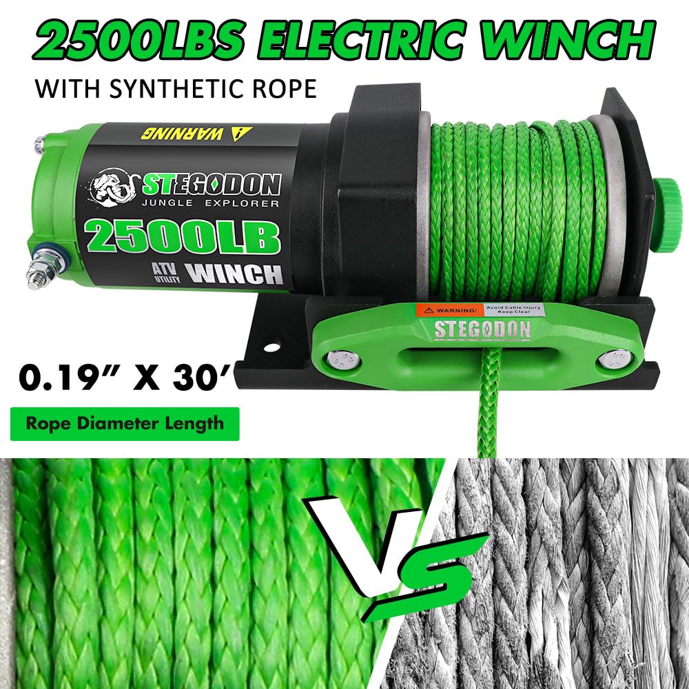2500 lb. 12V Waterproof Synthetic Rope Electric Winch H58432