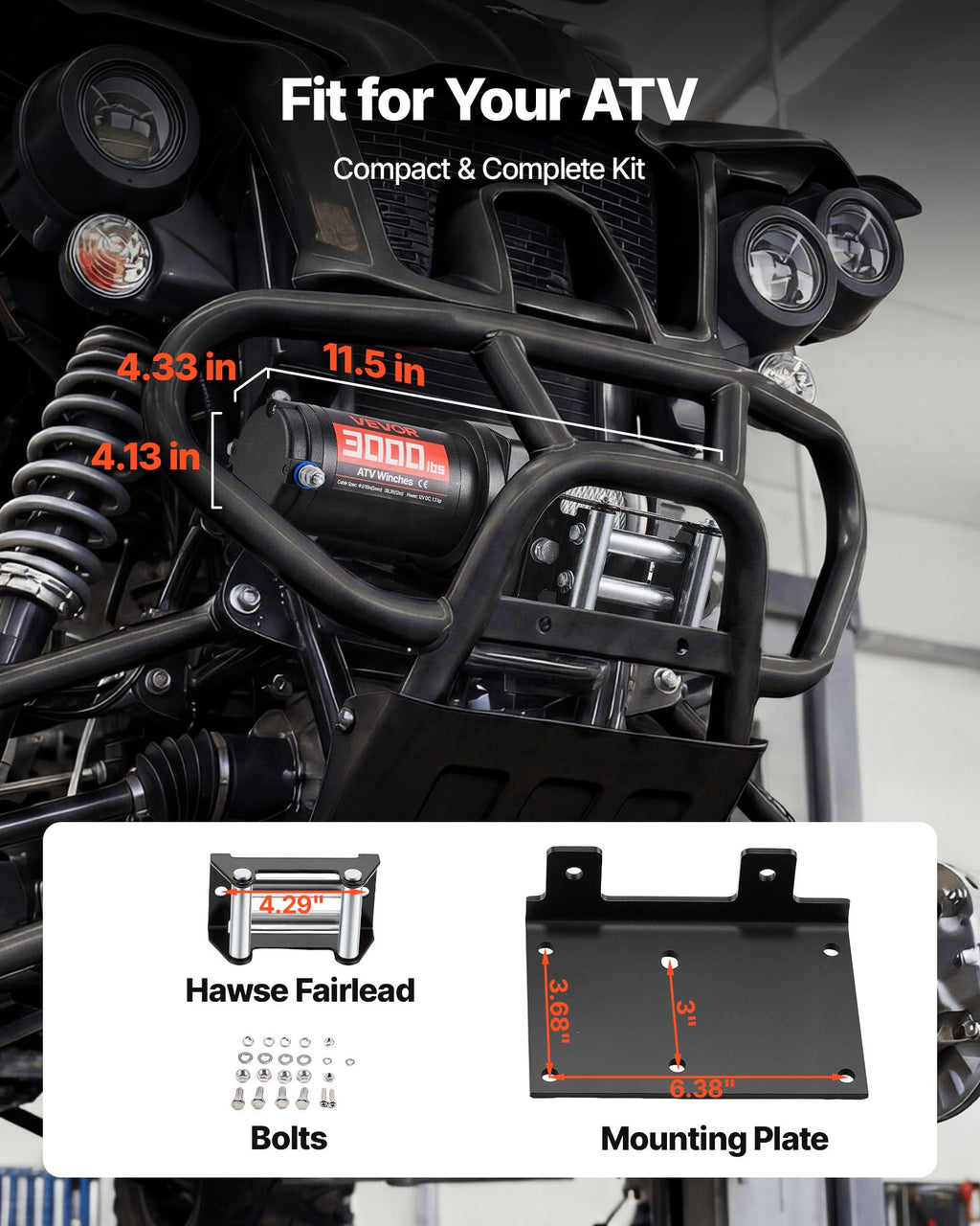 12V DC Electric Winch with Steel Wire Rope and Wired Remote Control P39953