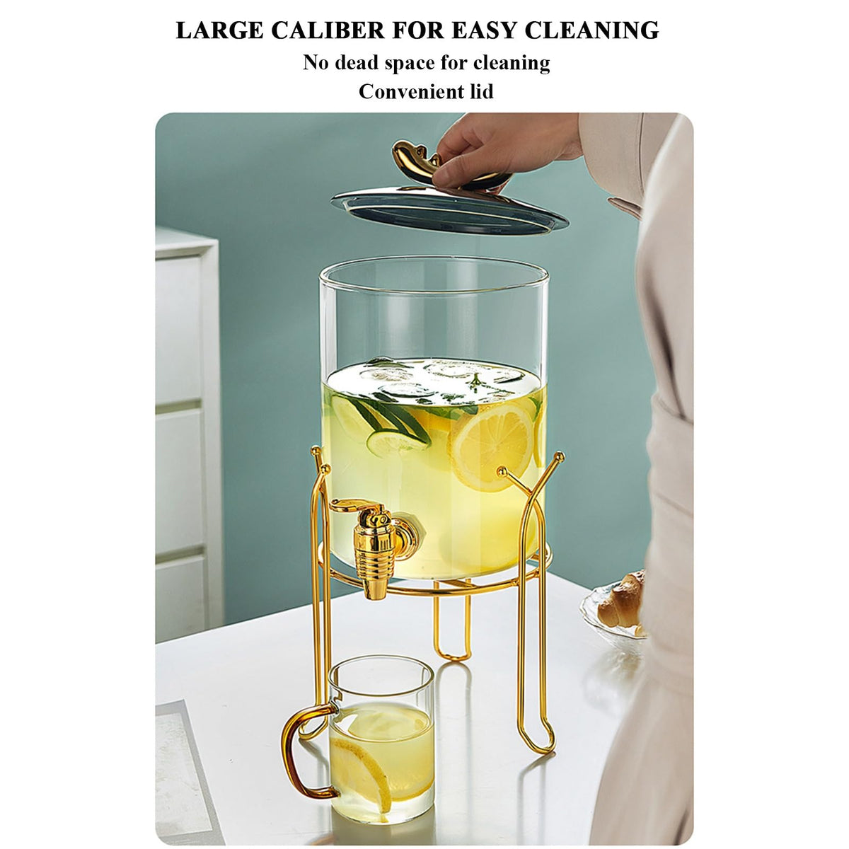 Glass Beverage Dispenser with Stand and Spigot I76329