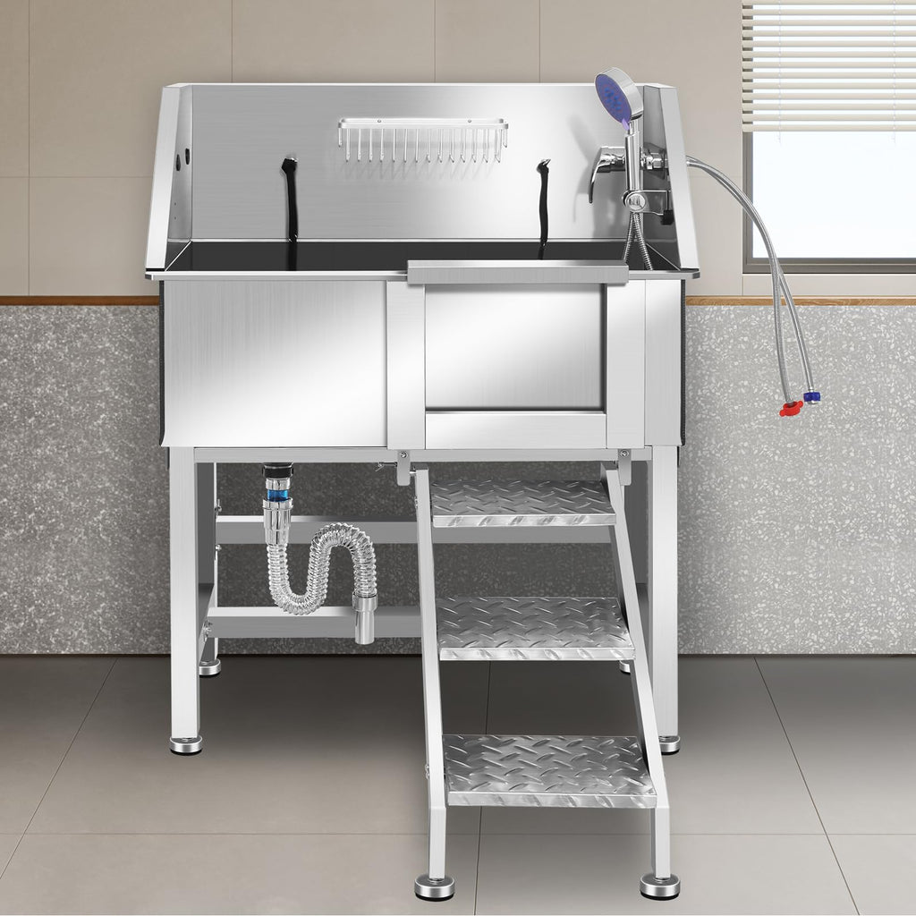 Stainless Steel Dog Washing Station with Stairs E779