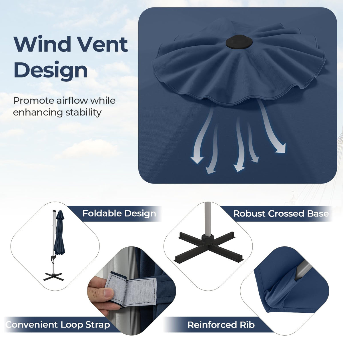 11 FT Cantilever Patio Umbrella with 360° Rotation X333559