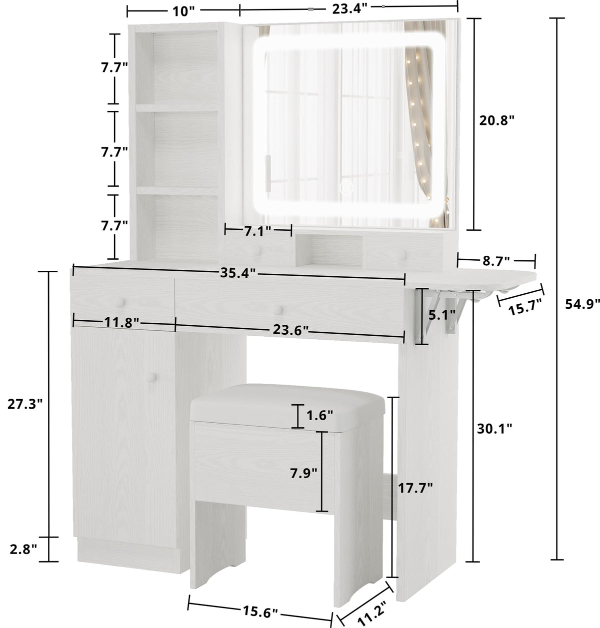 Vanity Desk with Charging Station and Storage O270705