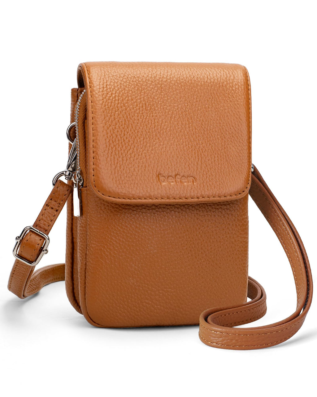 Genuine Leather Crossbody Bag with RFID Blocking Card Slots H7078
