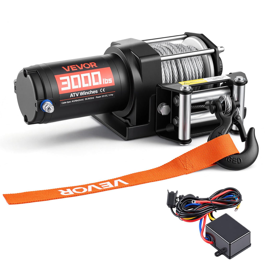 12V DC Electric Winch with Steel Wire Rope and Wired Remote Control P39953