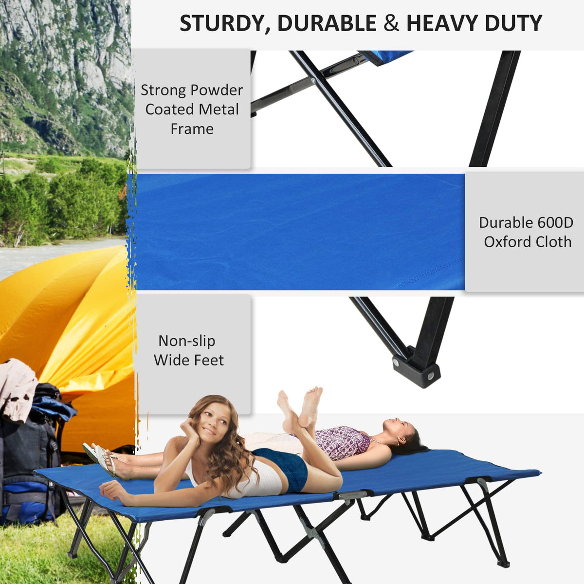 2 Person Folding Camping Cot with Carry Bag M549865