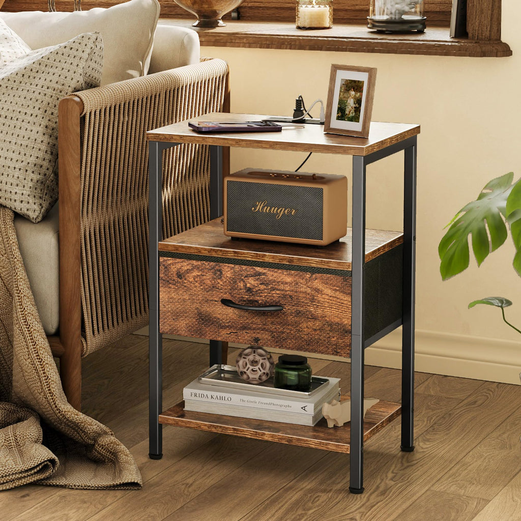 3-Tier Nightstand with Charging Station W125