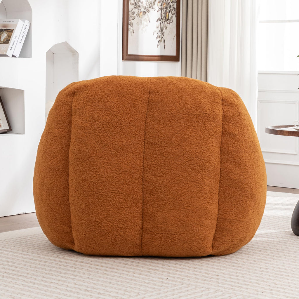 Yellow Faux-Fur Beanbag Sofa with Armrests K89851