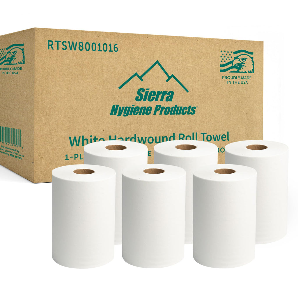 White 1-Ply Hardwound Paper Towels, 6 Rolls X4628