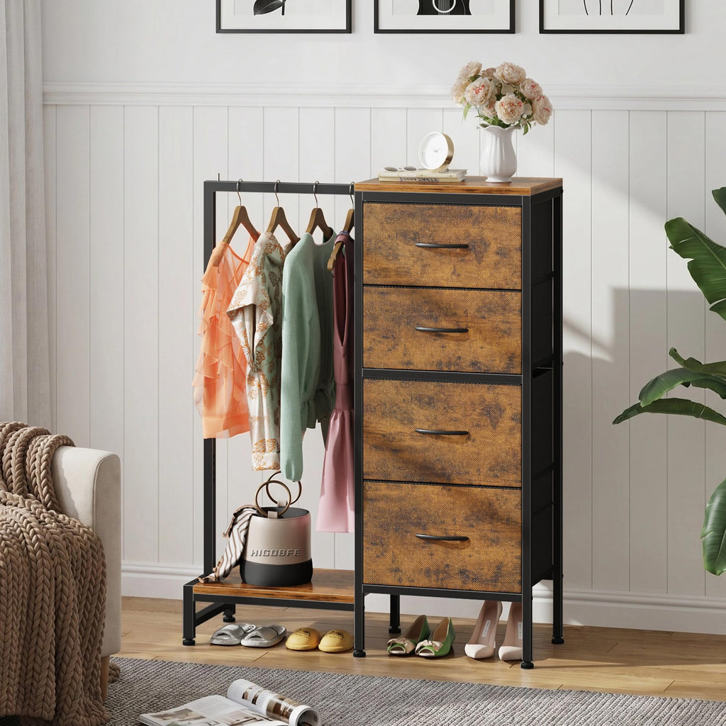 Tall Dresser with Hanging Rack, 4 Drawers T59256