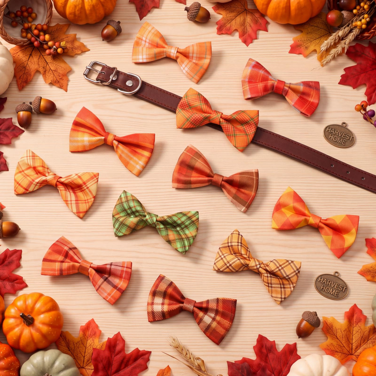 60 Pcs Plaid Dog Collar Bow Ties T633