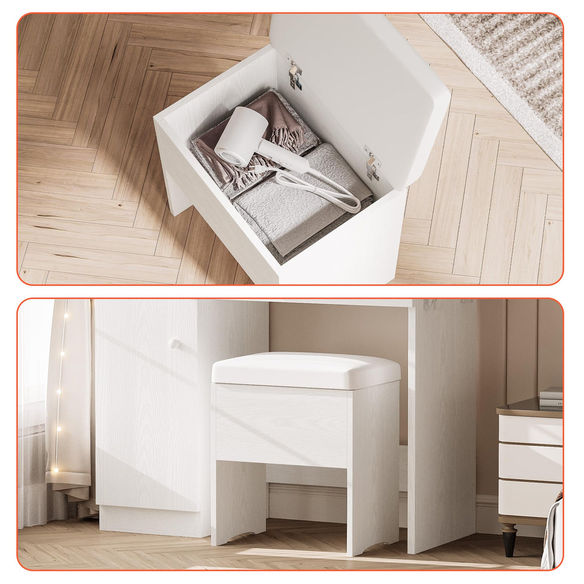 Vanity Desk with Charging Station and Storage O270705